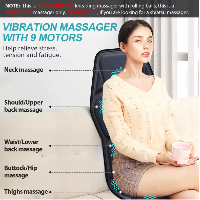 Electric Back Massager with Heat β Deep Tissue Kneading for Neck, Shoulders & Lumbar Pain Relief