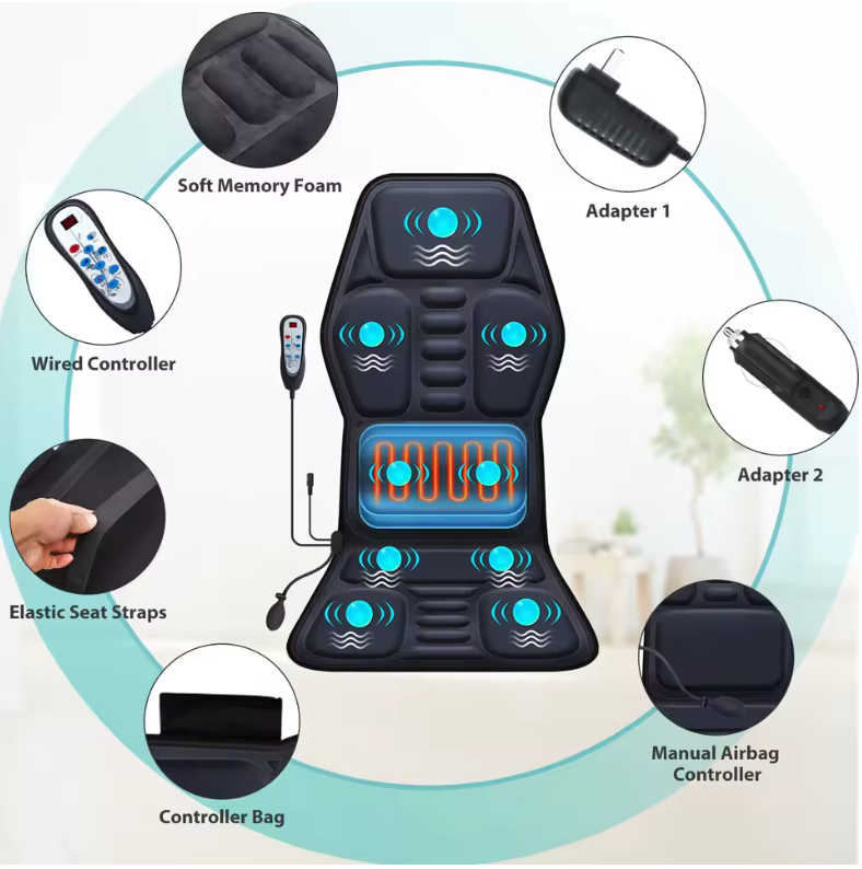 Electric Back Massager with Heat β Deep Tissue Kneading for Neck, Shoulders & Lumbar Pain Relief