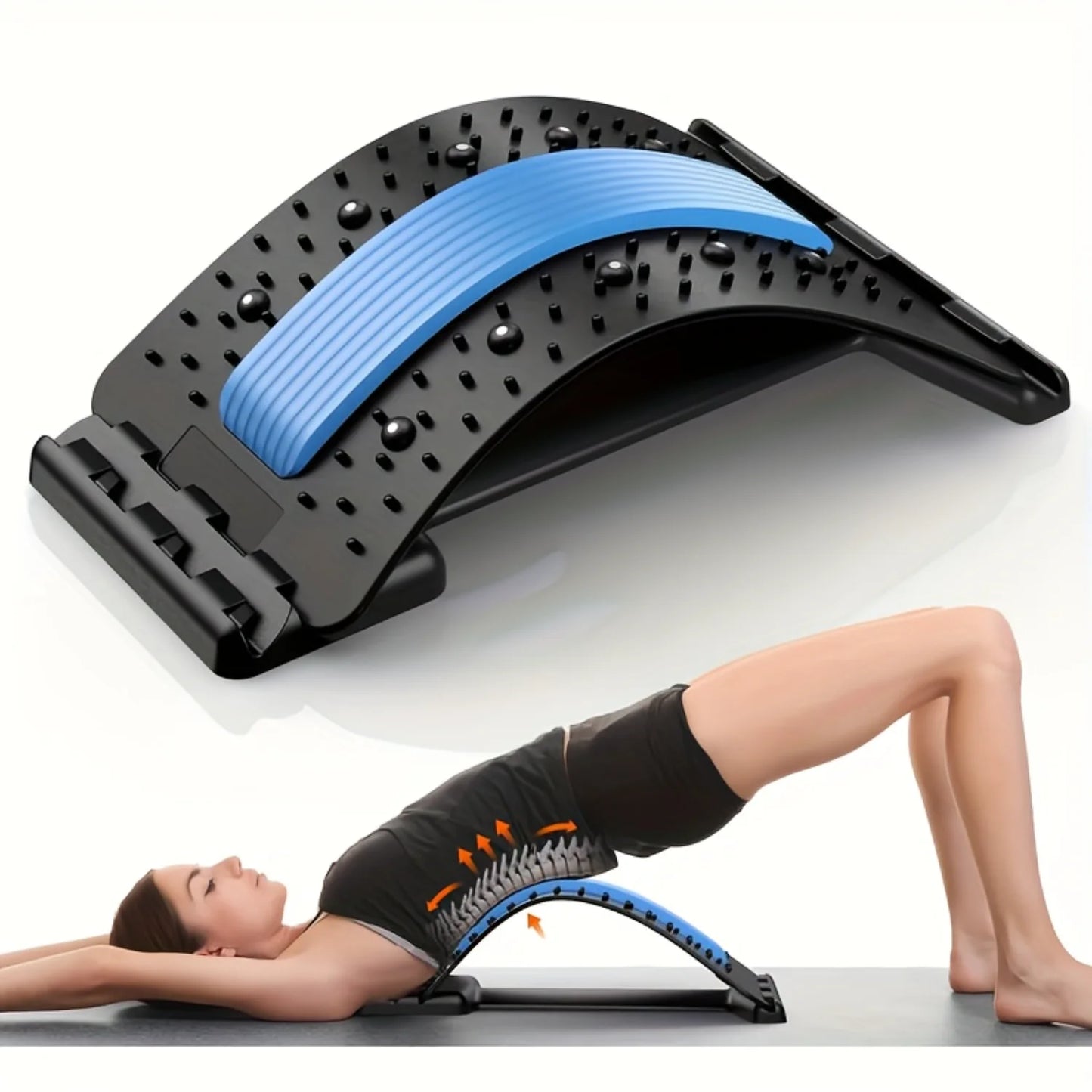 Back Stretcher Pain Relief, Multi-Level Back Cracker Lumbar Support Spine Board With 3 Adjustable Settings & Massager
