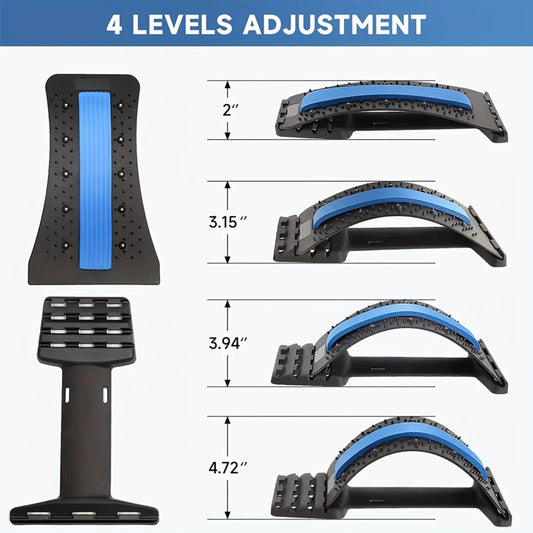 Back Stretcher Pain Relief, Multi-Level Back Cracker Lumbar Support Spine Board With 3 Adjustable Settings & Massager